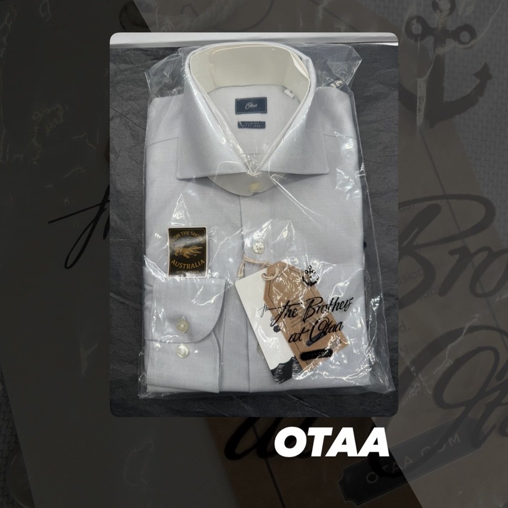 NWT Otaa Grey Weave Non-Iron Slim Fit Shirt